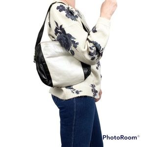 Latico Leather Mingus Shoulder Bag in Black and White